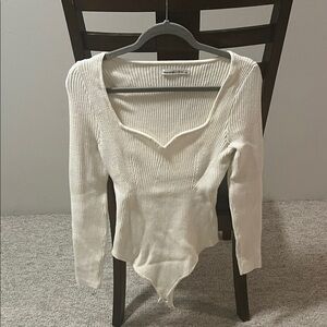 Abercrombie & Fitch Cream Ribbed Bodysuit